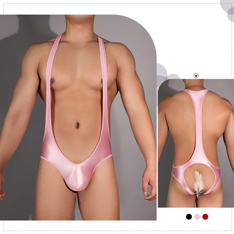 Menaful™ pink / onesize Men's Sexy Exposed Butt Suspenders Bodysuit