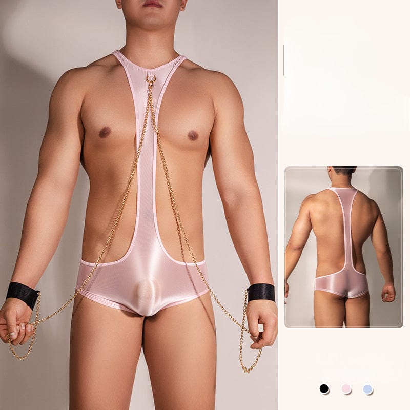 Menaful™ pink / onesize Men's Sexy Suspenders U-Convex Bodysuit with Bracelet