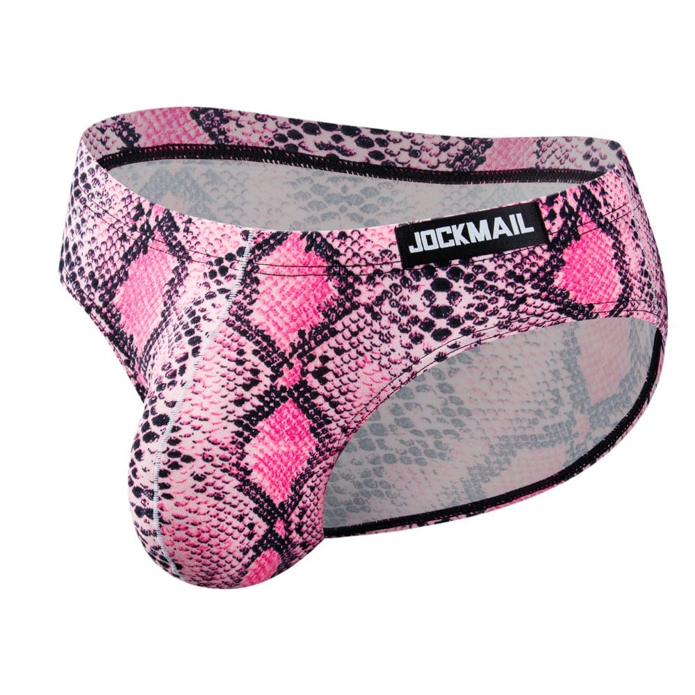 menaful pink snake print / M Men's Sexy Leopard Snake Print Briefs