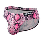 menaful pink snake print / M Men's Sexy Leopard Snake Print Briefs