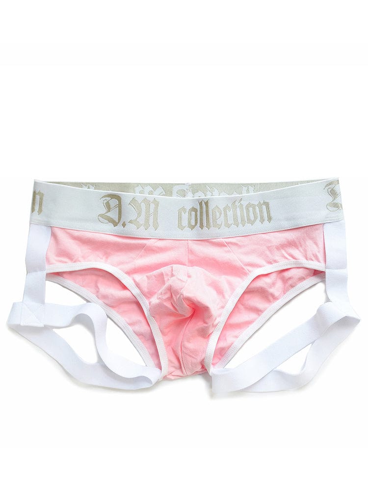 menaful Pink+White / M Low Waist Sexy Skinny Suspender Briefs