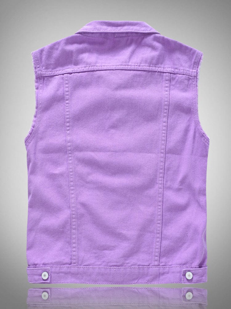 menaful Purple Denim Vest