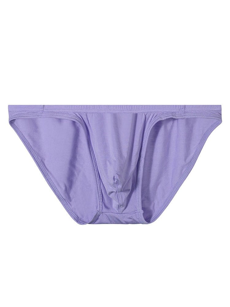 menaful Purple / M Breathable Sports Solid Color Low Waist Briefs