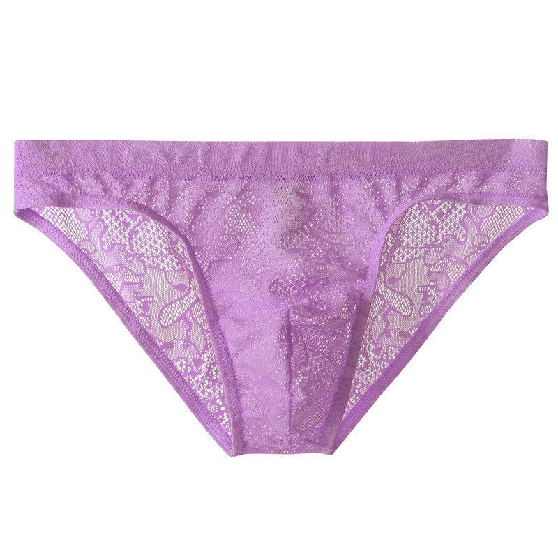 menaful Purple / M Lace Sheer Briefs