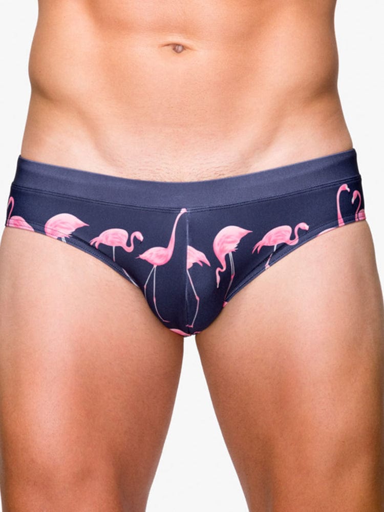 menaful Purple / M Men's Flamingo Printed Triangle Swim Briefs