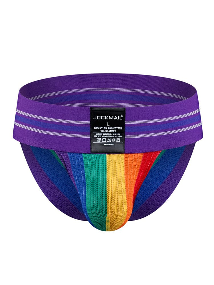 menaful Purple / M Men's Rainbow Stripes Pride Brief