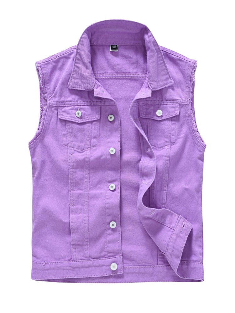 menaful Purple / M Purple Denim Vest