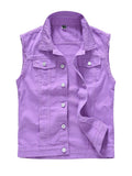 menaful Purple / M Purple Denim Vest