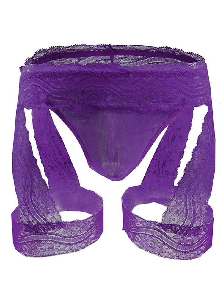 menaful Purple Men's Lace Thongs