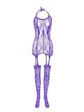 menaful Purple / One Size Front And Rear Cutout Sock Bodysuit