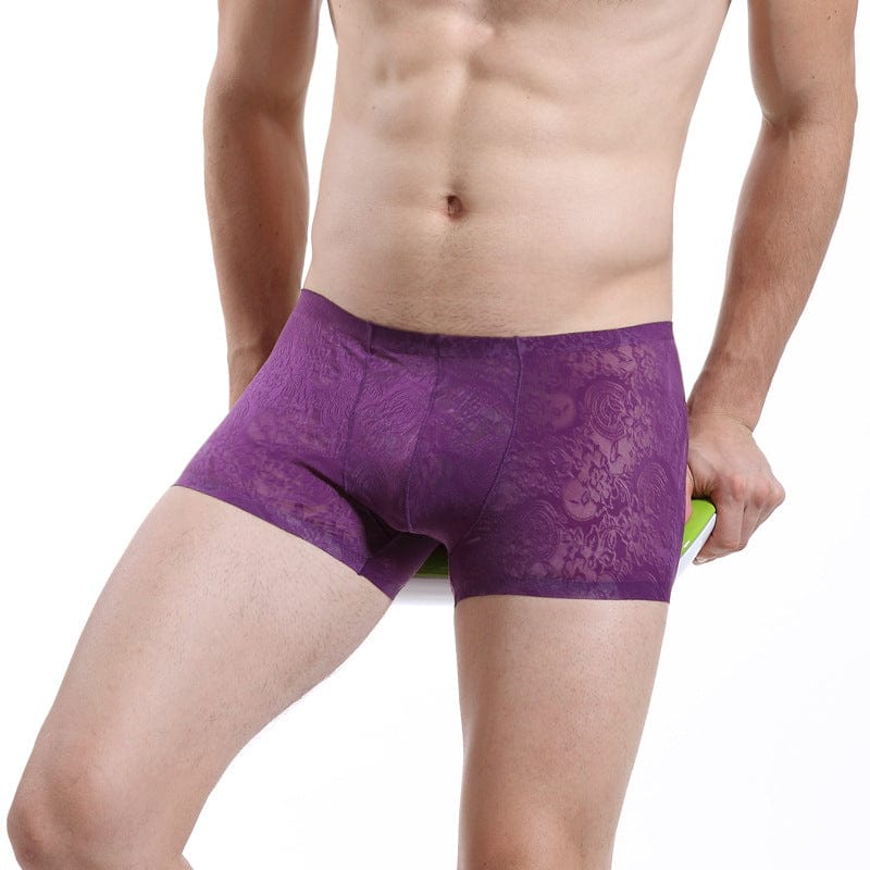 Menaful™ purple / S Men's Lace Seamless Lightweight Breathable Sweat-Wicking Boxer Briefs