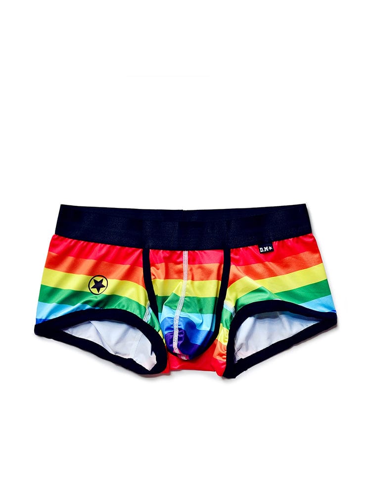 menaful Quick Dry Sexy Rainbow Stripe Boxer Briefs