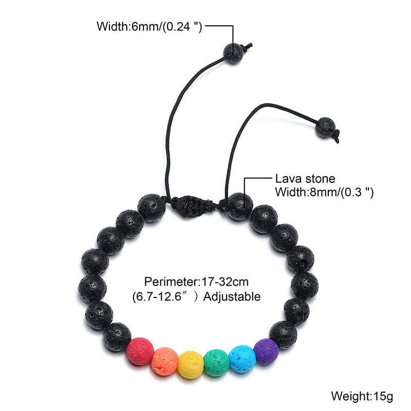 Menaful™ Rainbow bead lava stone bracelet PB-069