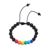 Menaful™ Rainbow bead lava stone bracelet PB-069