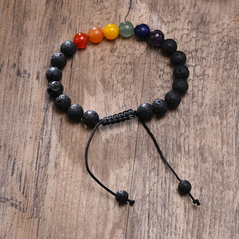 Menaful™ Rainbow bead lava stone bracelet PB-069