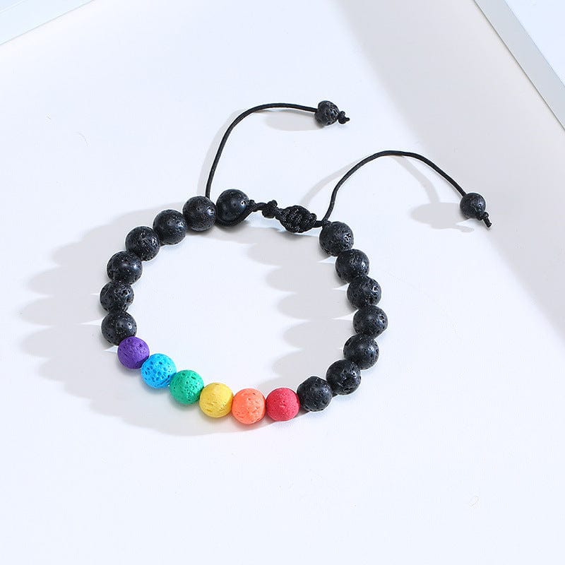 Menaful™ Rainbow bead lava stone bracelet PB-069