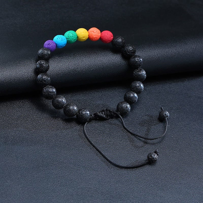 Menaful™ Rainbow bead lava stone bracelet PB-069