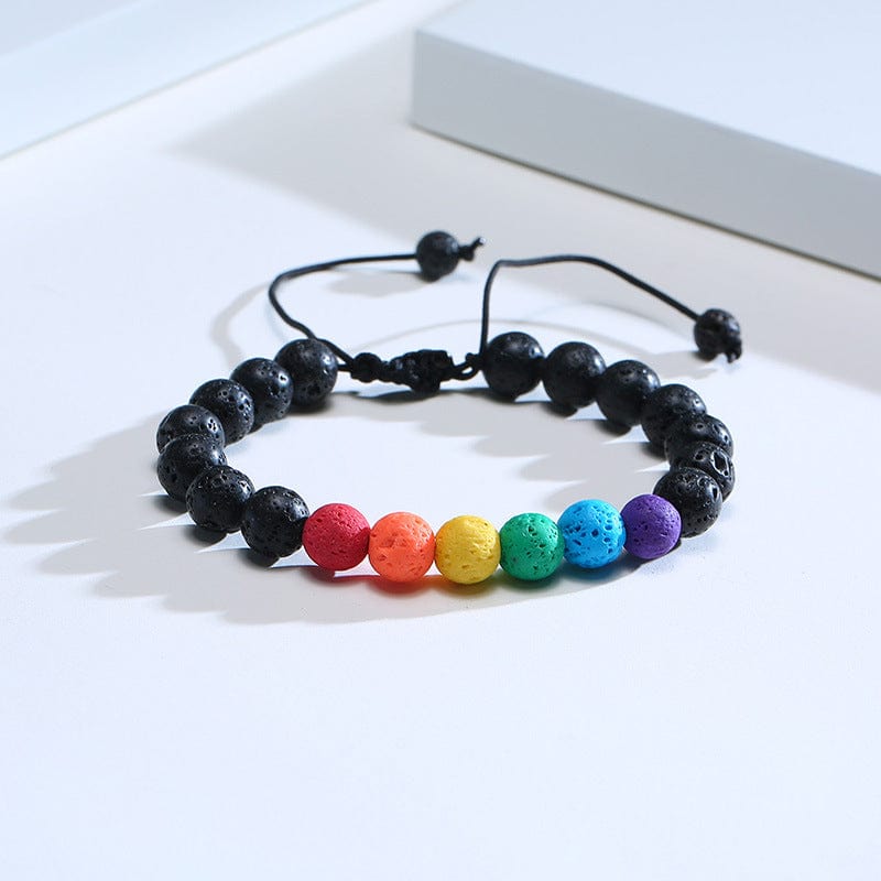 Menaful™ Rainbow bead lava stone bracelet PB-069