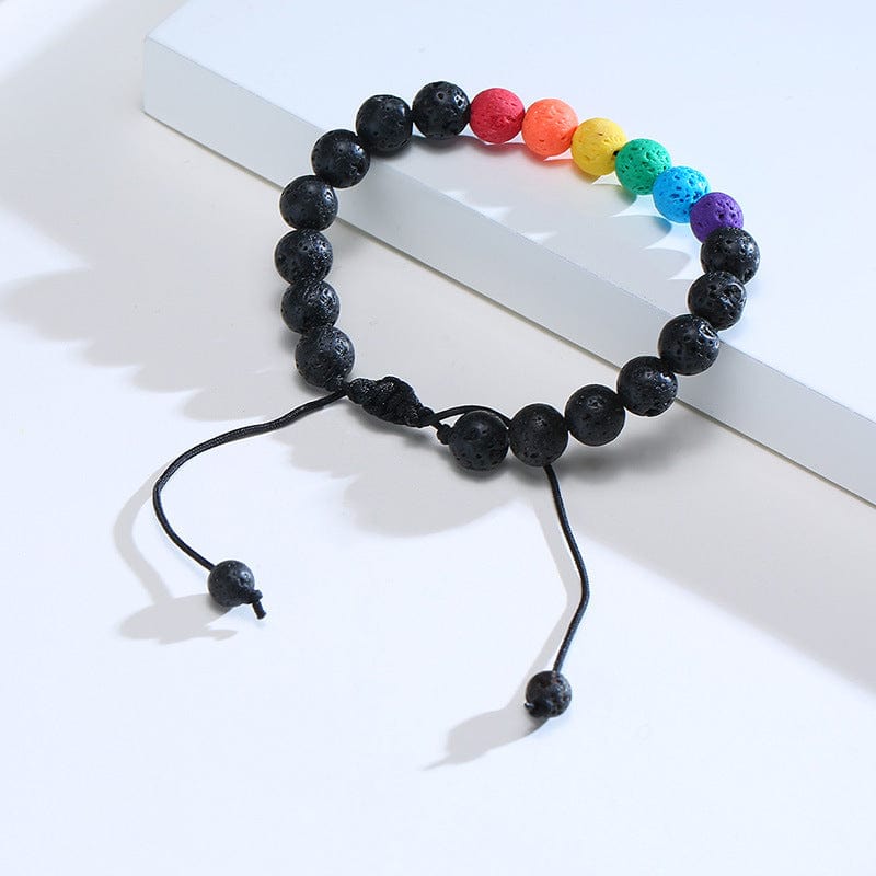 Menaful™ Rainbow bead lava stone bracelet PB-069