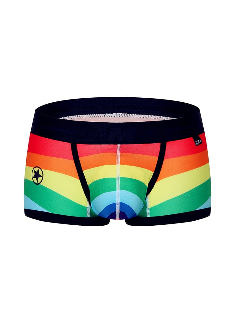 menaful Rainbow / M Quick Dry Sexy Rainbow Stripe Boxer Briefs