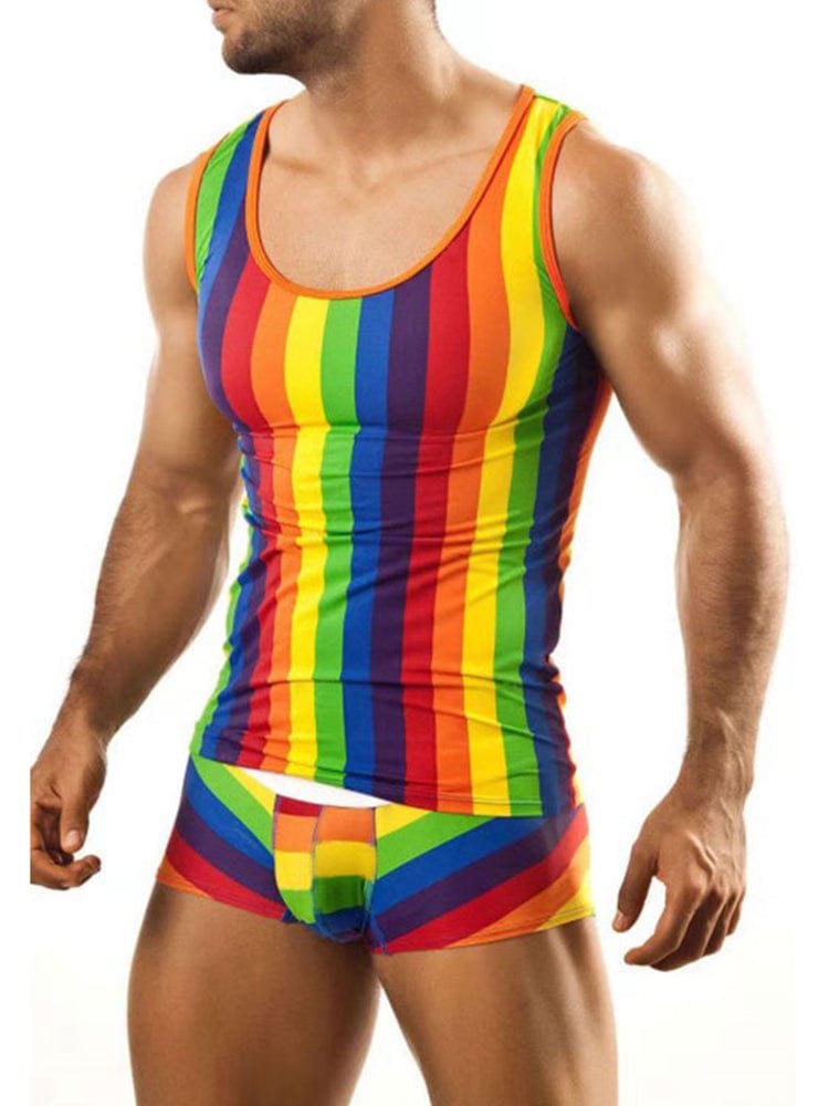 menaful Rainbow / M Rainbow Stripes Printed Bodysuit