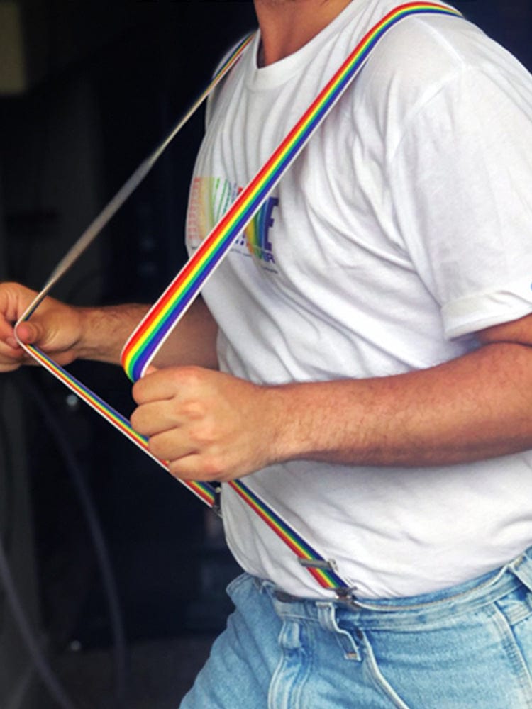 menaful Rainbow / One Size Men's Stretch Rainbow Suspenders