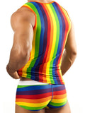 menaful Rainbow Stripes Printed Bodysuit