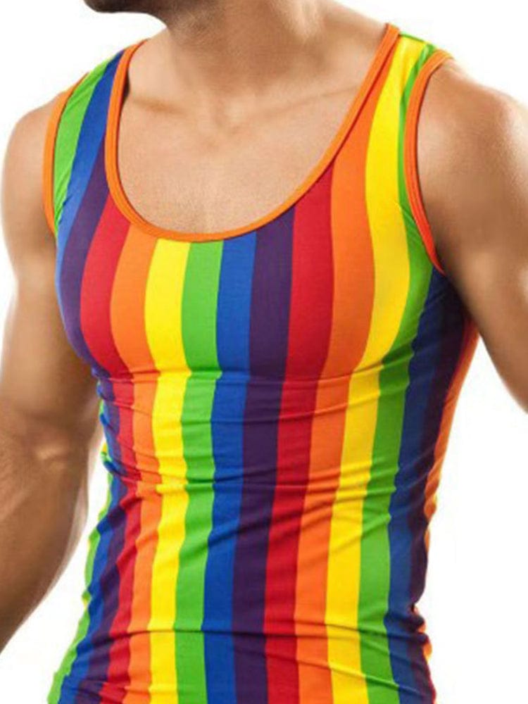 menaful Rainbow Stripes Printed Bodysuit