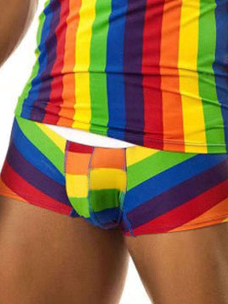 menaful Rainbow Stripes Printed Bodysuit