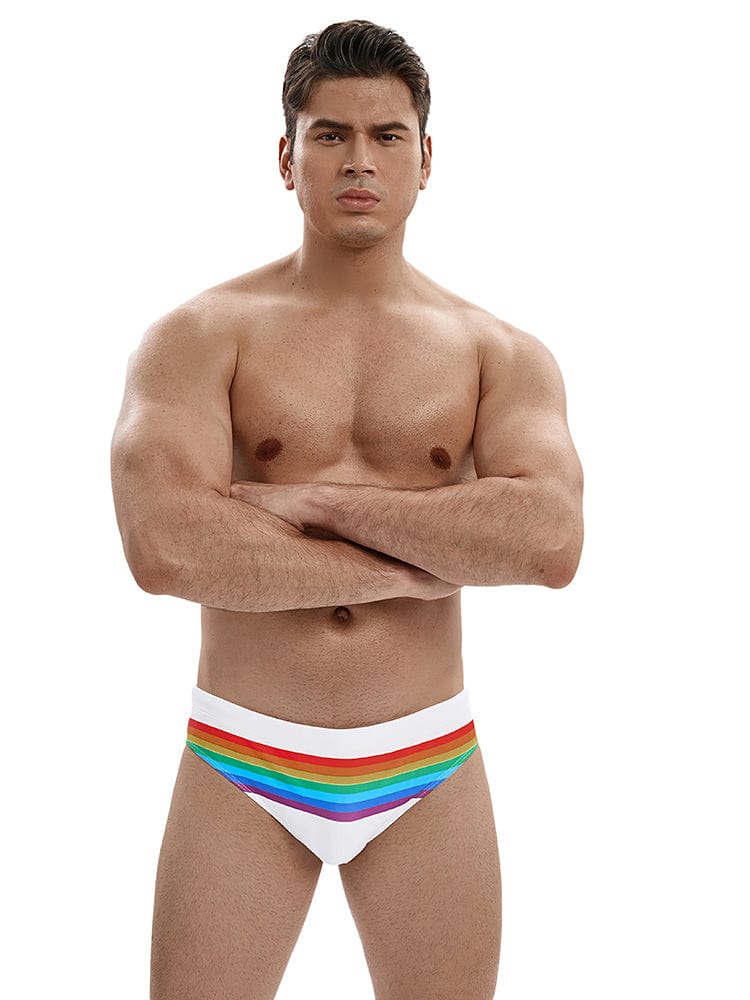 menaful Rainbow Swim Briefs - White