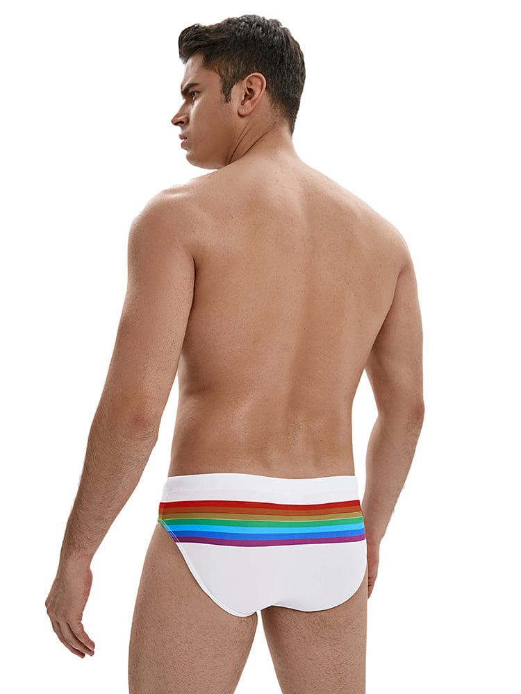 menaful Rainbow Swim Briefs - White