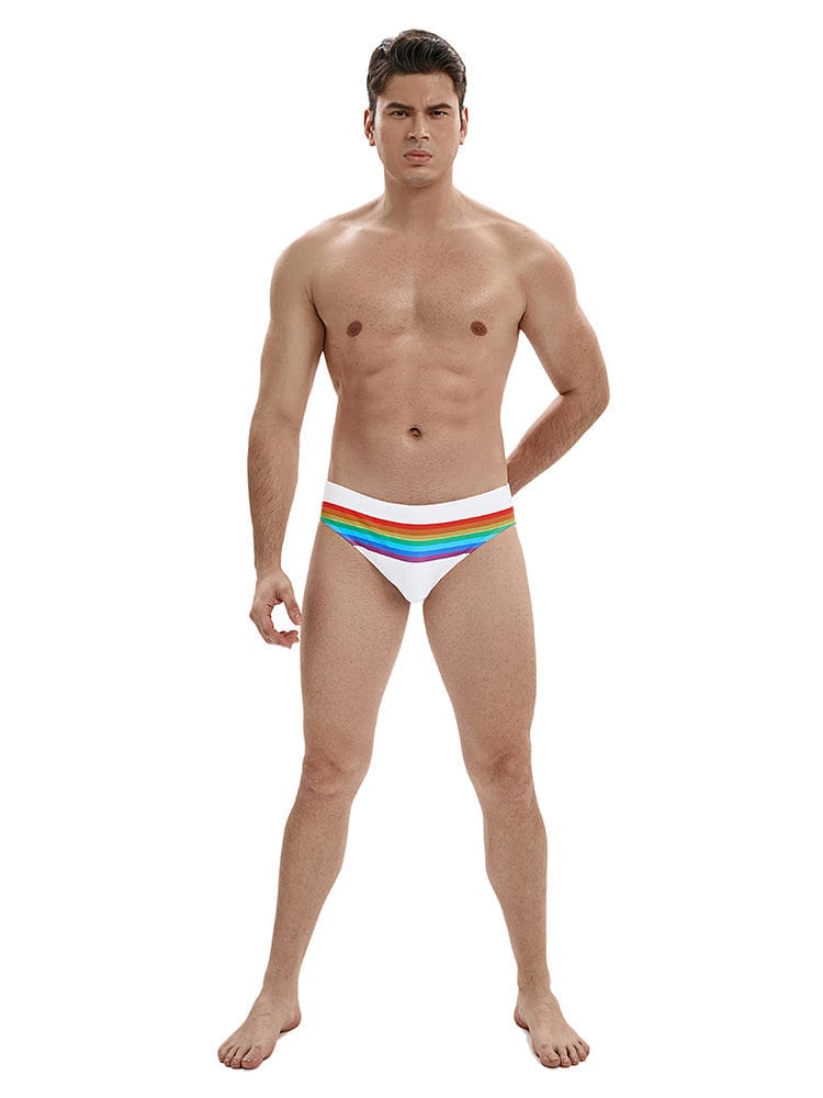 menaful Rainbow Swim Briefs - White