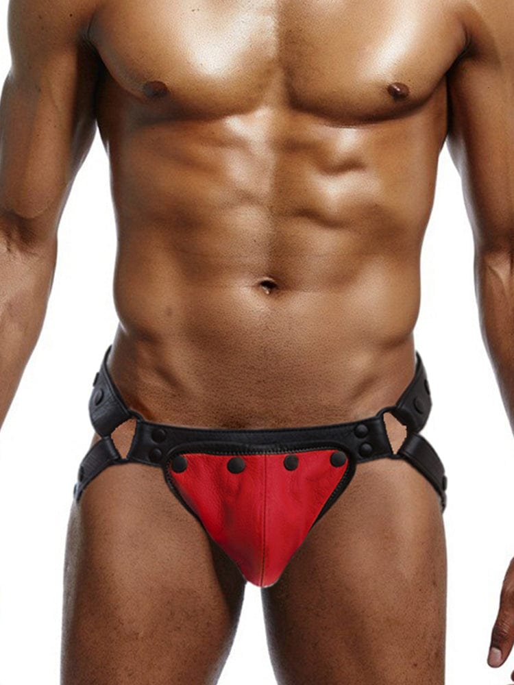 menaful Red / 28 Sexy Crotch Protector Genuine Leather Thong