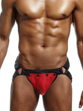 menaful Red / 28 Sexy Crotch Protector Genuine Leather Thong