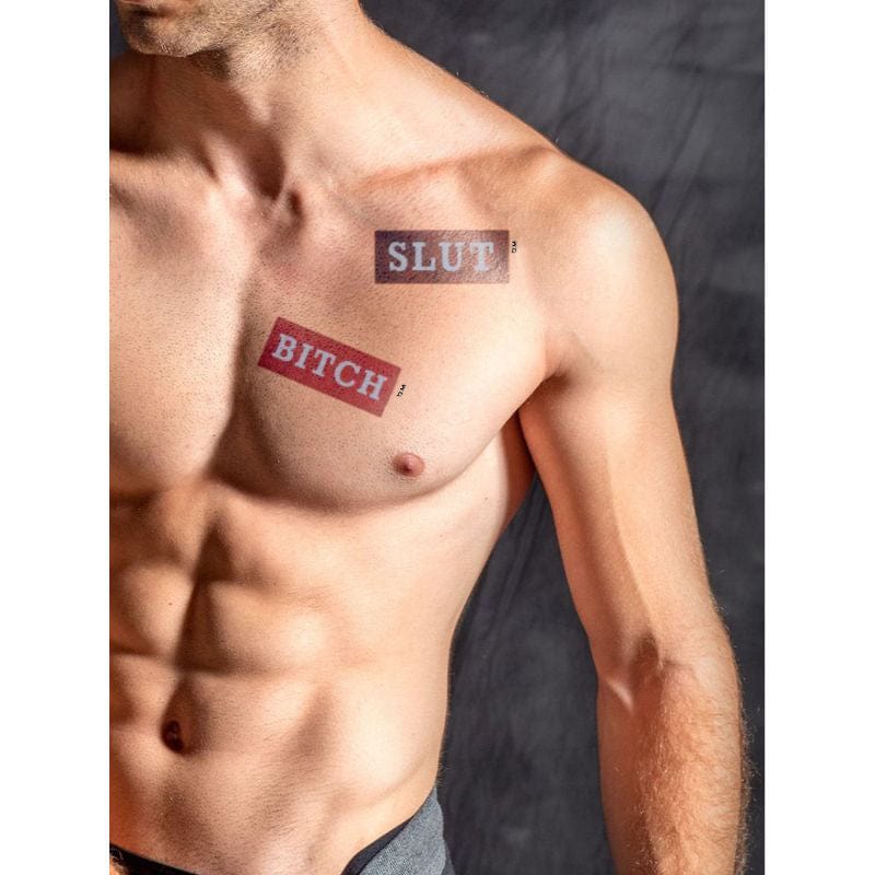 menaful Red/ Black Personalized Fashion Chest Letter Tattoo Stickers