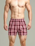 menaful Red+Blue / M Multi-color Checkered Cotton Shorts