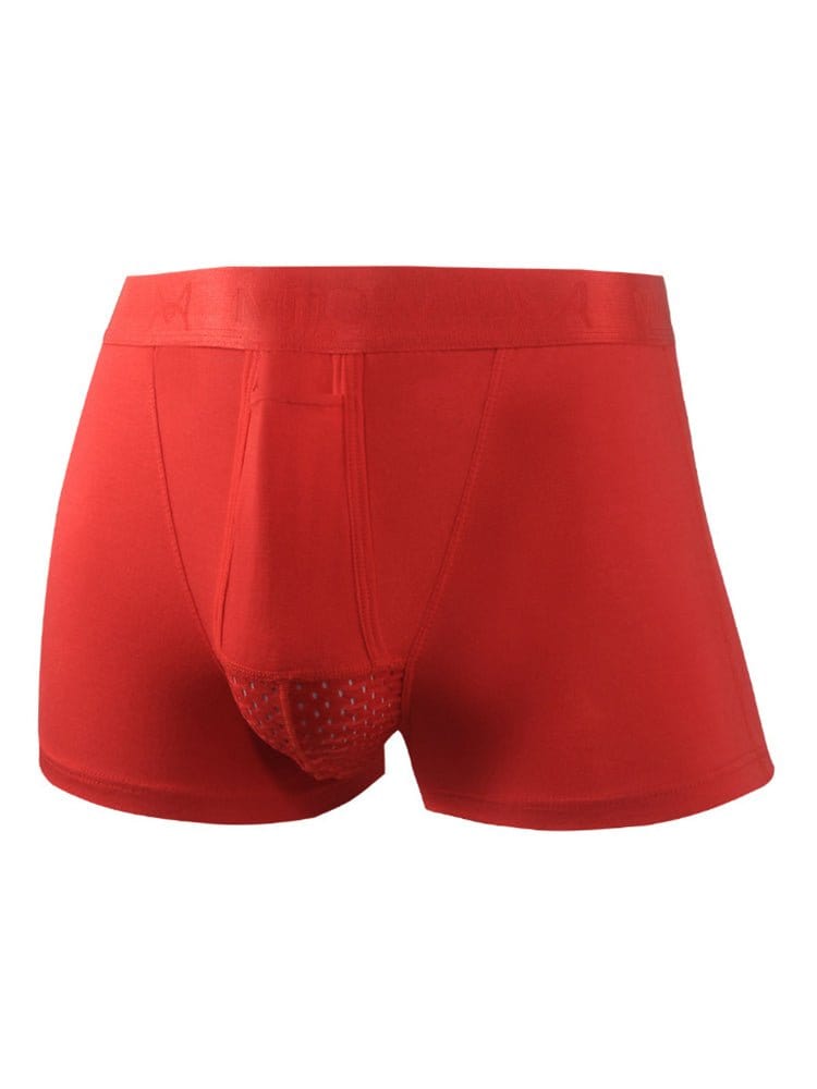 menaful Red / L Men's Capsule Mesh Midriff Dual Pouch Trunks