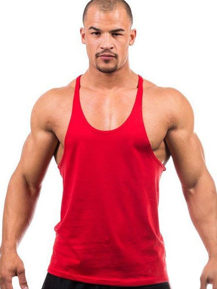 menaful Red / M Bodybuilding Cotton Tank Top