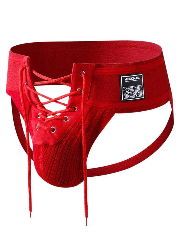 menaful Red / M Lace-Up Camo Sexy Jockstrap