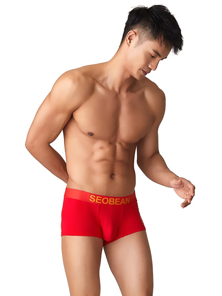 menaful Red / M Low Waist Sexy Boxer Briefs