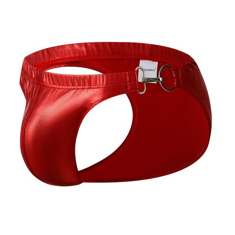 menaful Red / M Men's Briefs Laser Imitation Leather Swim Bikini