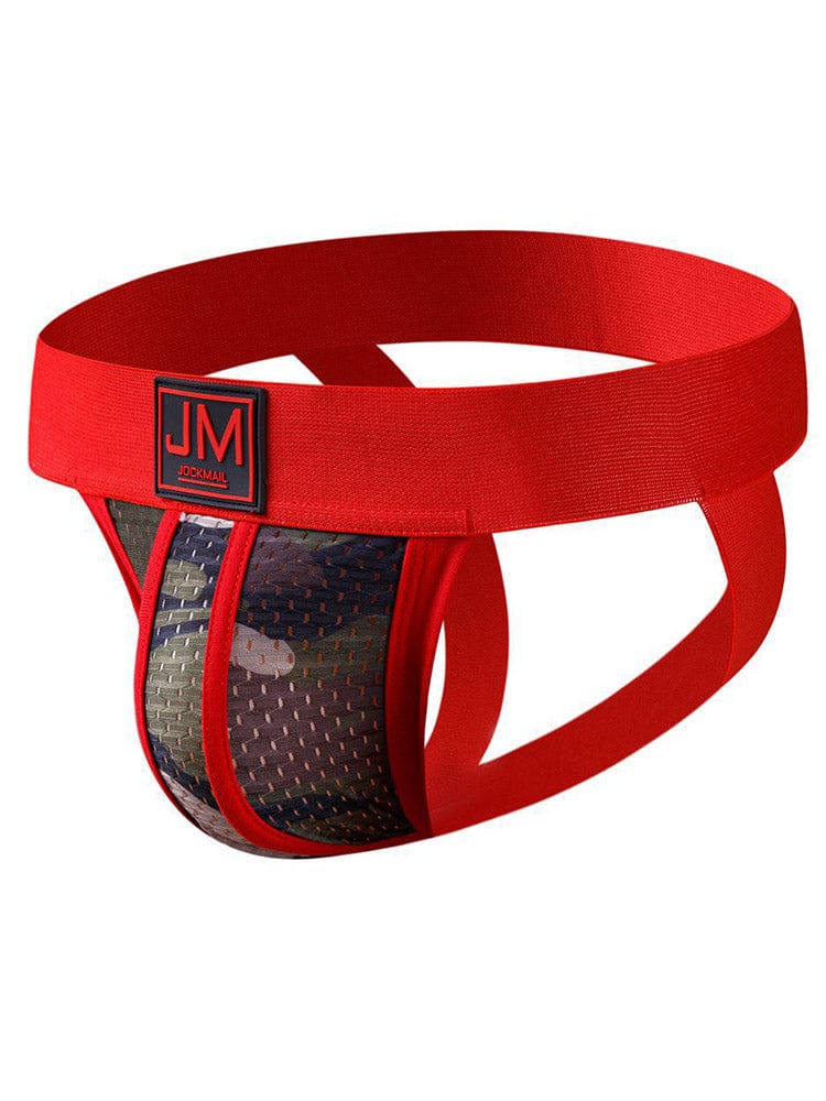 menaful Red / M Men's Camo Mesh Sexy Thong