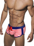 menaful Red / M Men's Fashion Beach Stripe Swim Trunks