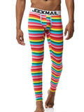 menaful Red / M Men's Gay Rainbow Stripe Long Underwear Pants