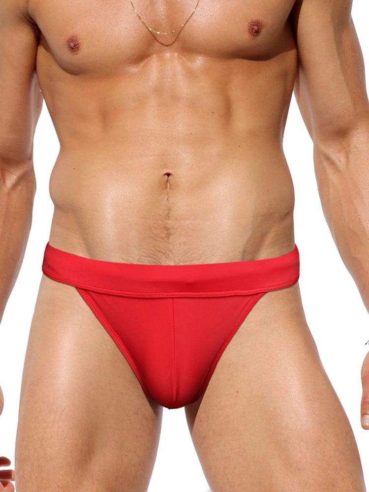 menaful Red / M Men's High-cut Sexy Bikini Swim Briefs