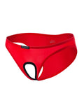 menaful Red / M Men's Hollow Open File Ice Silk Briefs