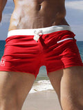 menaful Red / M Men's Low Waist Swimming Trunks