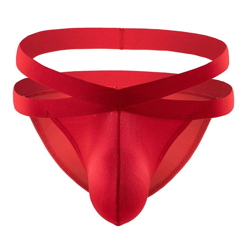 Menaful™ red / M Men's Nylon Elastic Bulge-Enhancing Solid Color Briefs