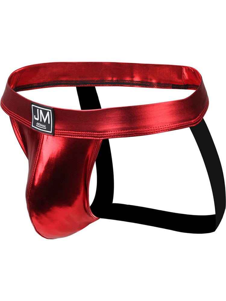 menaful Red / M Men's Open Crotch Leather Double Thong