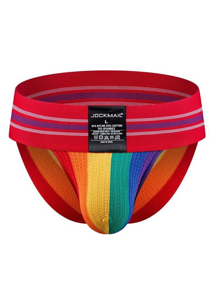 menaful Red / M Men's Rainbow Stripes Pride Brief